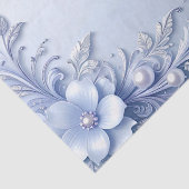 Blauwe Sierbloemen met Parels Tissuepapier (Detail)