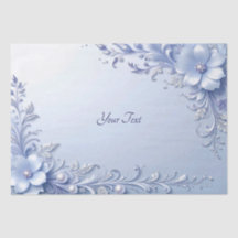 Blauwe Sierbloemen met Parels Tissuepapier