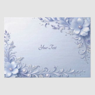 Blauwe Sierbloemen met Parels Tissuepapier