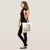 Blauwe Sierbloemen met Parels Tote Tas (Voorkant (model))