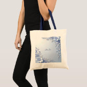 Blauwe Sierbloemen met Parels Tote Tas (Voorkant (product))