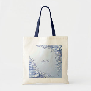 Blauwe Sierbloemen met Parels Tote Tas