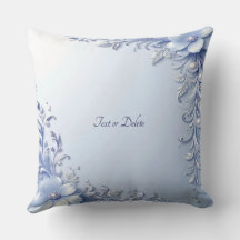 Blauwe Sierbloemen met Parels Worp Kussen