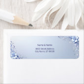 Blauwe Sierbloemen Retouradres Label (Insitu)