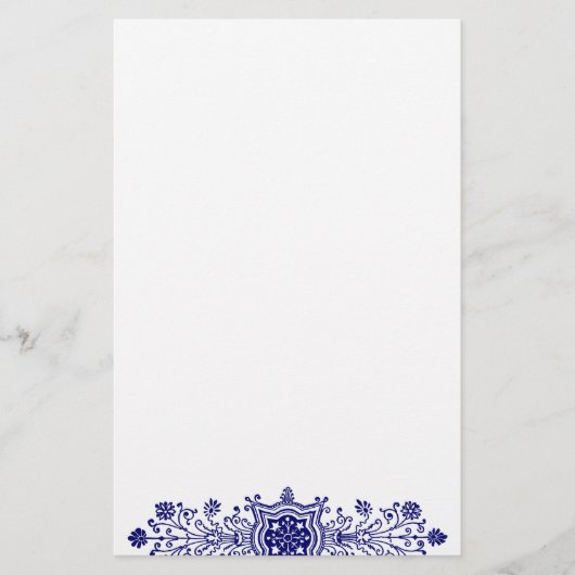 Blauwe sierkunst briefpapier (Voorkant)