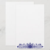 Blauwe sierkunst briefpapier (Voorkant / Achterkant)