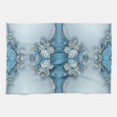 Blauwe Sierlijke Bloem Keukenhanddoek (Horizontaal)