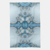Blauwe Sierlijke Bloem Keukenhanddoek (Verticaal)