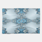 Blauwe Sierlijke Bloem Keukenhanddoek (Horizontaal)