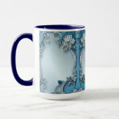 Blauwe Sierlijke Bloem Mok (Links)