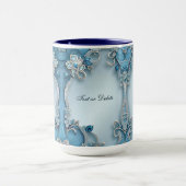 Blauwe Sierlijke Bloem Mok (Midden)