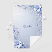 Blauwe Sierlijke Bloemen Golf Handdoek (Insitu)