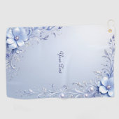 Blauwe Sierlijke Bloemen Golf Handdoek (Horizontaal)