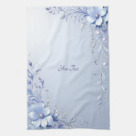 Blauwe Sierlijke Bloemen Keukenhanddoek