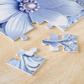 Blauwe Sierlijke Bloemen Legpuzzel (Zijkant)