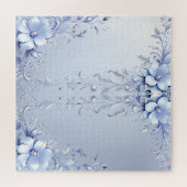 Blauwe Sierlijke Bloemen Legpuzzel (Horizontaal)