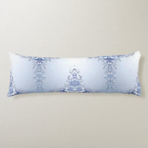 Blauwe Sierlijke Bloemen met Parels Body Kussen