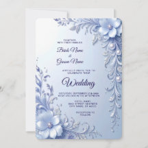 Blauwe Sierlijke Bloemen met Parels Bruiloft