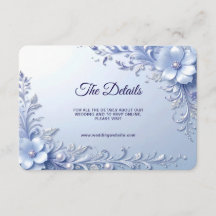 Blauwe Sierlijke Bloemen met Parels Detail