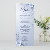 Blauwe Sierlijke Bloemen met Parels Menu (Staand voorkant)
