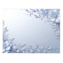 Blauwe Sierlijke Bloemen met Parels Notitieboekje
