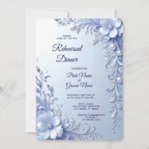 Blauwe Sierlijke Bloemen met Parels Oefenavondeten