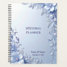 Blauwe Sierlijke Bloemen met Parels Planner