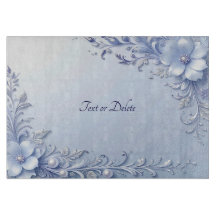Blauwe Sierlijke Bloemen met Parels Snijplank