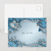 Blauwe Sierlijke Bloemenansichtkaart Briefkaart (Voorkant / Achterkant)