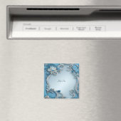 Blauwe Sierlijke Bloemenmagneet Magneet (Insitu (Vaatwasser))