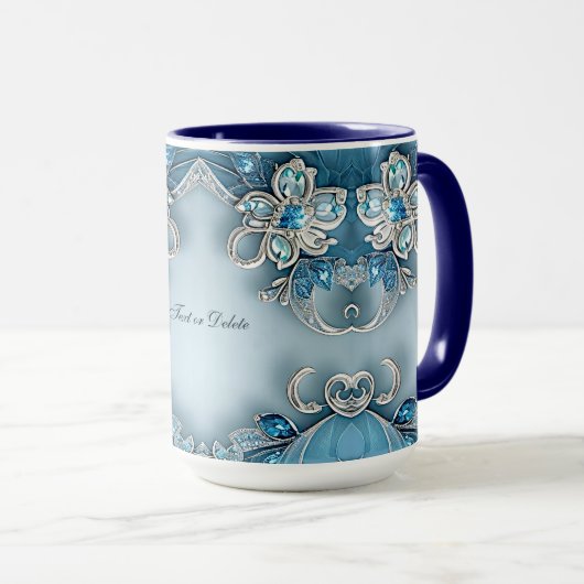 Blauwe Sierlijke Bloemenmok Mok (Voorkant rechts)