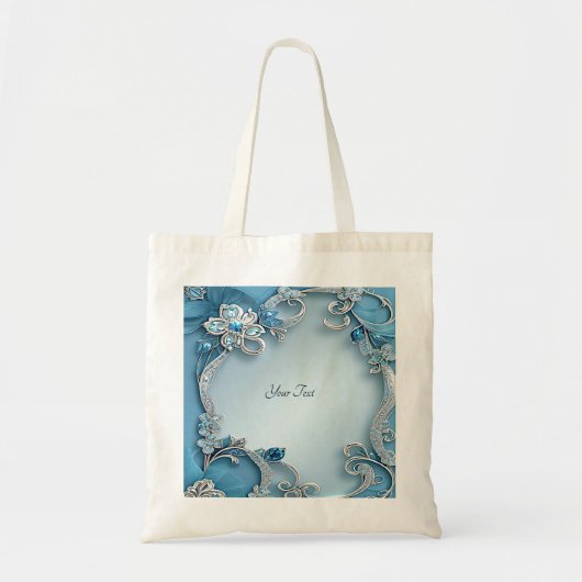 Blauwe Sierlijke Bloemtas Tote Bag (Voorkant)