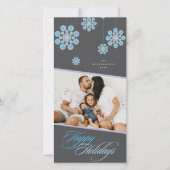 Blauwe Sierlijke Chic Bloemen Fijne Feestdagen Fot Feestdagenkaart (Voorkant)