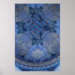 Blauwe Sierlijke Mozaïek Kunst, Duitsland Poster