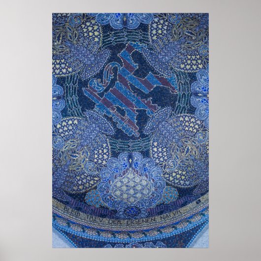 Blauwe Sierlijke Mozaïek Kunst, Duitsland Poster (Voorkant)