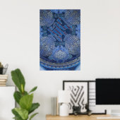 Blauwe Sierlijke Mozaïek Kunst, Duitsland Poster (Thuiskantoor)