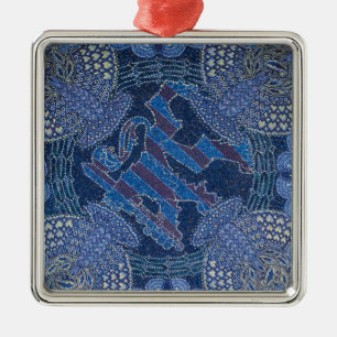 Blauwe sierlijke mozaïekkunst, Duitsland Metalen Ornament