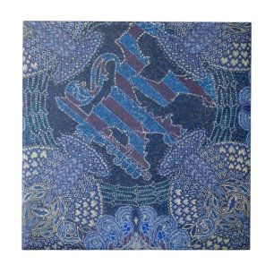 Blauwe sierlijke mozaïekkunst, Duitsland Tegeltje