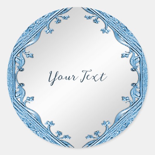 Blauwe sierlijke Sticker (Voorkant)