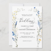 Blauwe sierlijke wilde bloemen stoffige mediterran kaart (Voorkant)