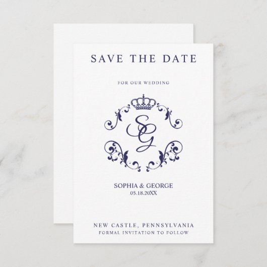 Blauwe Sierrand met Kroon & Initialen (Voorkant / Achterkant)