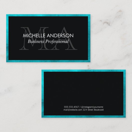 Blauwe sierstrip | Monogram | Uitvoerend | Visitekaartje (Voorkant / Achterkant)