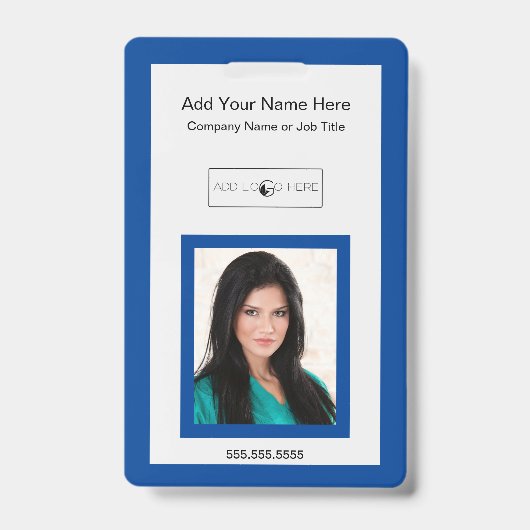 Blauwe sierstrip voegt foto-logo-identificatiesymb badge (Front)