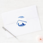 Blauwe Silhouet Geboorte Scène Ronde Sticker (Envelop)