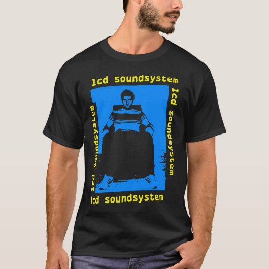 Blauwe Silhouet Gele Typografie T-shirt (Voorkant)