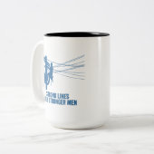 Blauwe Silhouet Lineman Trots Tweekleurige Koffiemok (Voorkant links)