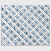 Blauwe Silver-kerstfeestvreugde Cadeaupapier (Vlak)