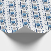 Blauwe Silver-kerstfeestvreugde Cadeaupapier (Hoek)