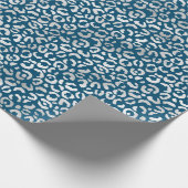 Blauwe Silver Leopard Print Cadeaupapier (Hoek)
