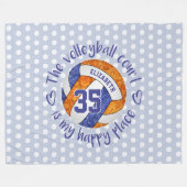 blauwe sinaasappel De volleybalrechtbank is mijn g Fleece Deken (Voorkant (Horizontaal))